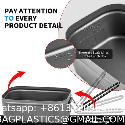 Mess Tin Camping Bento Box ornaments Camping Cookware Kit Lunch Container Steaming Rack Set with Storage Bag Picnic