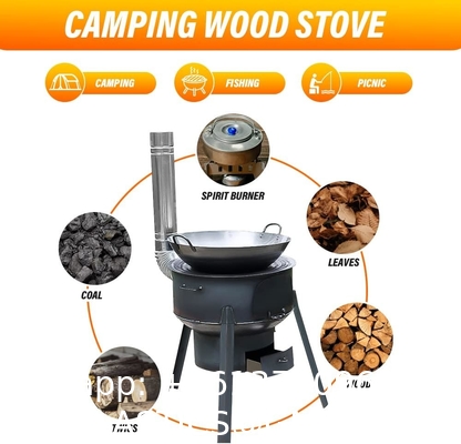 Camping Firewood Stove, Cast Iron Outdoor Wood Burning Stove Portable Detachable Camp Stoves, Accessories Outdoor