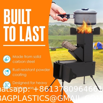 Camping Firewood Stove, Cast Iron Outdoor Wood Burning Stove Portable Detachable Camp Stoves, Accessories Outdoor