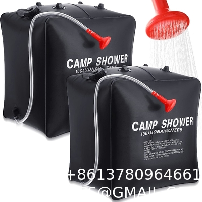 10 Gallons/ 40L Solar Camping Showers with Hot Water Portable Camping Shower Bag Removable Hose Shower Nylon Ropes