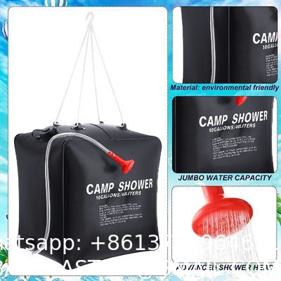 10 Gallons/ 40L Solar Camping Showers with Hot Water Portable Camping Shower Bag Removable Hose Shower Nylon Ropes