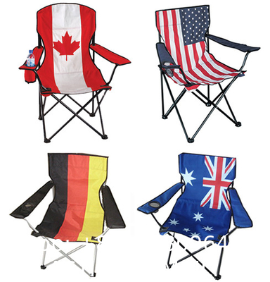 Customizable Logo Countries Flag Printed Folding Metal Camping Beach Chair Wholesale Factory Aluminum Foldable
