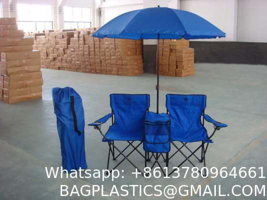 Blue Fabric Folding Double Two Seats Camping Beach Chair With Umbrella Chair Folding Camping Chair