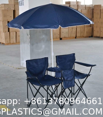 Blue Fabric Folding Double Two Seats Camping Beach Chair With Umbrella Chair Folding Camping Chair