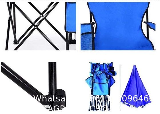 Blue Fabric Folding Double Two Seats Camping Beach Chair With Umbrella Chair Folding Camping Chair