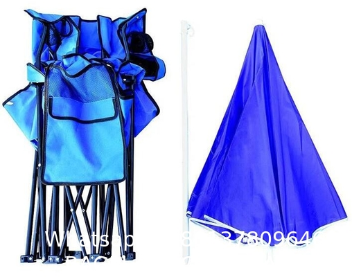 Blue Fabric Folding Double Two Seats Camping Beach Chair With Umbrella Chair Folding Camping Chair