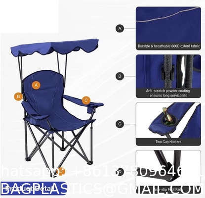 Oversized Camping Chair with Shade Canopy, Folding Lawn Chairs Cup Holders, Camping Lounge Chair for Hiking Travel