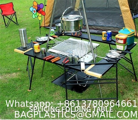 Outdoor Spliced Camping Folding Table, Outdoor Table, Card Table, Portable Grill Table, Adjustable Heights