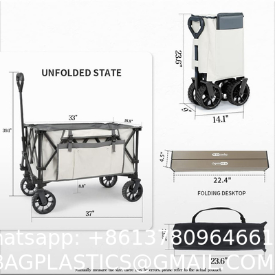 Outdoor Garden Heavy Duty Utility Portable Large Capacity Camping Collapsible Wagon Cart With All-Terrain Wheels