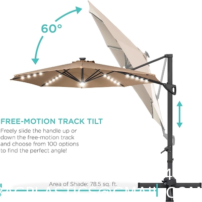 Canopy, Cantilever Umbrella Hanging Umbrellas, Fade Resistance & Water-repellent UV Protection Solution-dyed Fabric