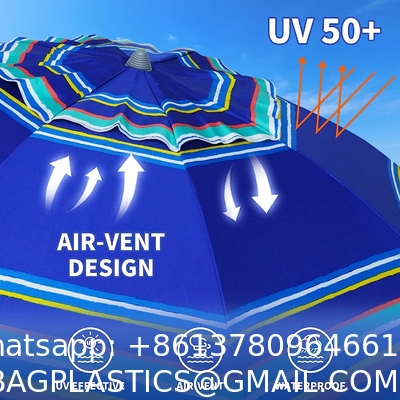 Heavy Duty High Wind Beach Umbrella Parasols Sand Anchor & Tilt Sun Shelter, UV 50+ Protection Outdoor Sunshade