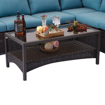 Patio Furniture Set Outdoor Sectional Sofa Conversation Set All Weather Wicker Rattan Couch Dining Table & Chair