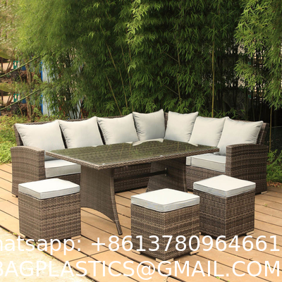 Patio Furniture Set Outdoor Sectional Sofa Conversation Set All Weather Wicker Rattan Couch Dining Table & Chair