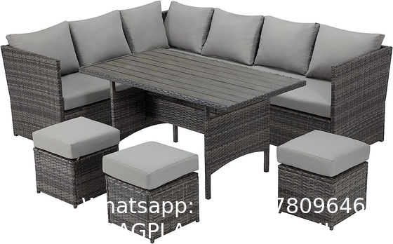 Patio Furniture Set Outdoor Sectional Sofa Conversation Set All Weather Wicker Rattan Couch Dining Table & Chair