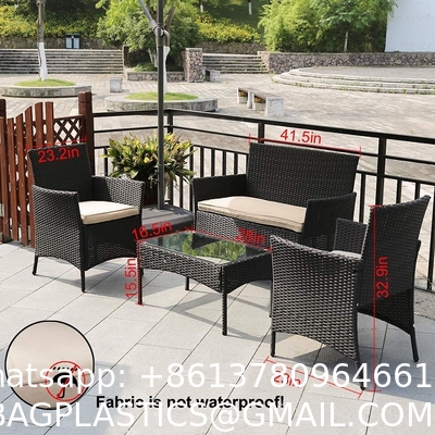 Patio Furniture Set Outdoor Sectional Sofa Conversation Set All Weather Wicker Rattan Couch Dining Table & Chair