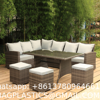 Patio Furniture Set Outdoor Sectional Sofa Conversation Set All Weather Wicker Rattan Couch Dining Table & Chair