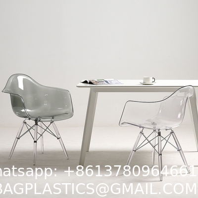 Modern Acrylic Stackable, Plastic Folding Dining Room Armless Home Comfortable Event Chair, Clear, Transparent