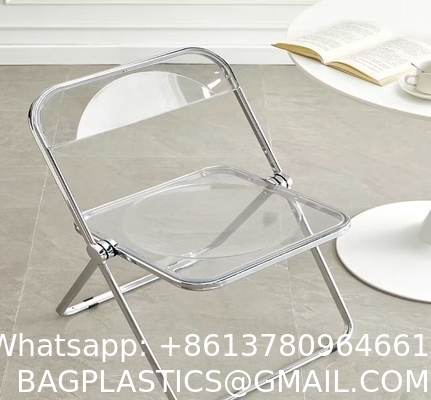 Modern Acrylic Stackable, Plastic Folding Dining Room Armless Home Comfortable Event Chair, Clear, Transparent