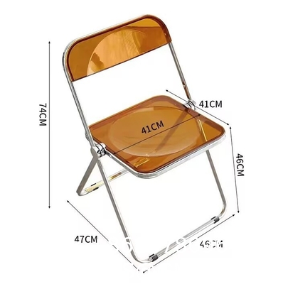 Modern Acrylic Stackable, Plastic Folding Dining Room Armless Home Comfortable Event Chair, Clear, Transparent