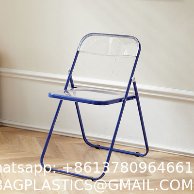 Modern Acrylic Stackable, Plastic Folding Dining Room Armless Home Comfortable Event Chair, Clear, Transparent