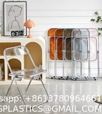 Modern Acrylic Stackable, Plastic Folding Dining Room Armless Home Comfortable Event Chair, Clear, Transparent