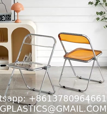 Modern Acrylic Stackable, Plastic Folding Dining Room Armless Home Comfortable Event Chair, Clear, Transparent