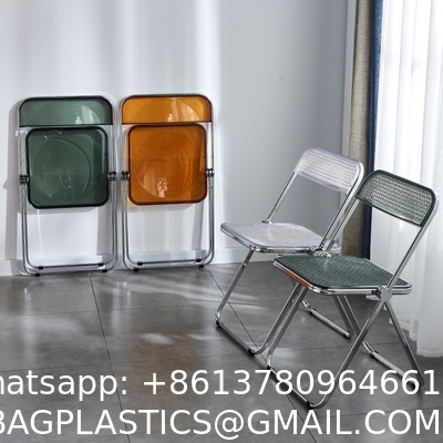 Modern Acrylic Stackable, Plastic Folding Dining Room Armless Home Comfortable Event Chair, Clear, Transparent