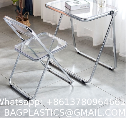 Modern Acrylic Stackable, Plastic Folding Dining Room Armless Home Comfortable Event Chair, Clear, Transparent