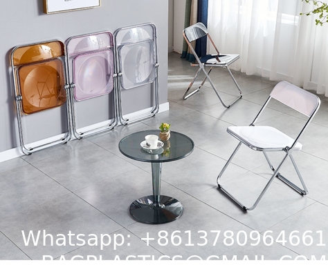 Modern Acrylic Stackable, Plastic Folding Dining Room Armless Home Comfortable Event Chair, Clear, Transparent