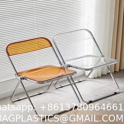 Modern Acrylic Stackable, Plastic Folding Dining Room Armless Home Comfortable Event Chair, Clear, Transparent