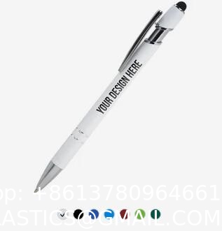 Custom Pencils, Personalized Pens With Stylus- Custom Metallic Printed Name Pens Black Ink - Imprinted With Logo