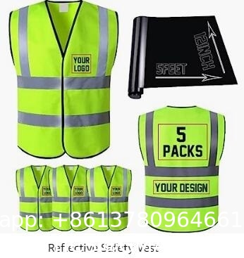 Custom Safety Vest with Logo,Custom Your Logo in High Visibility Reflective Vest Work Wear with Zipper & 5 Pocket