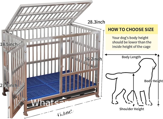 Large Stainless Steel Dog Crate XL 43 inch Indoor Kennel Cages and Playpen for Training Large Dog Outdoor
