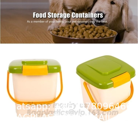 Food Container With Fresh-Tite Seal, Pet Food Bucket, Double Layer With Wheels Sealed Storage Box