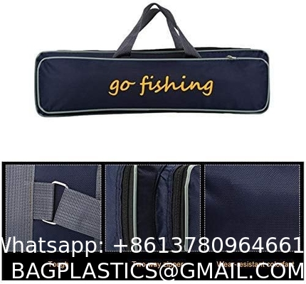 Durable Canvas Fishing Rod & Reel Organizer Bag Travel Carry Case Bag- Holds 5 Poles & Tackle