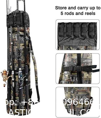 Durable Canvas Fishing Rod & Reel Organizer Bag Travel Carry Case Bag- Holds 5 Poles & Tackle