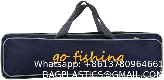 Durable Canvas Fishing Rod & Reel Organizer Bag Travel Carry Case Bag- Holds 5 Poles & Tackle