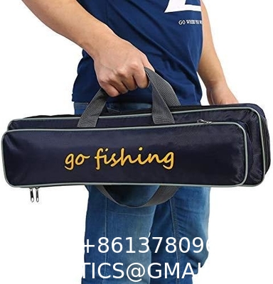 Durable Canvas Fishing Rod & Reel Organizer Bag Travel Carry Case Bag- Holds 5 Poles & Tackle