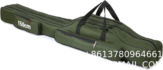 Fishing Rod Case Three Layers Fishing Rod Bag Oxford Folding Fishing Pole Bag Outdoor Waterproof Tackle Storage