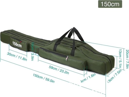 Fishing Rod Case Three Layers Fishing Rod Bag Oxford Folding Fishing Pole Bag Outdoor Waterproof Tackle Storage