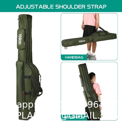 Fishing Rod Case Three Layers Fishing Rod Bag Oxford Folding Fishing Pole Bag Outdoor Waterproof Tackle Storage