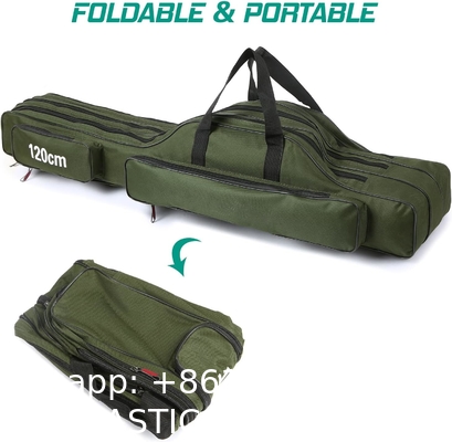 Fishing Rod Case Three Layers Fishing Rod Bag Oxford Folding Fishing Pole Bag Outdoor Waterproof Tackle Storage