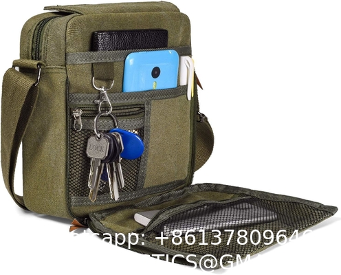 Outdoor Military Canvas Storage Bag, Men'S Canvas Small Messenger Bag Casual Shoulder Bag Chest Bag Travel Carry Bag