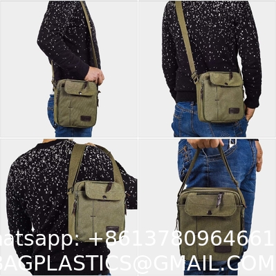 Outdoor Military Canvas Storage Bag, Men'S Canvas Small Messenger Bag Casual Shoulder Bag Chest Bag Travel Carry Bag