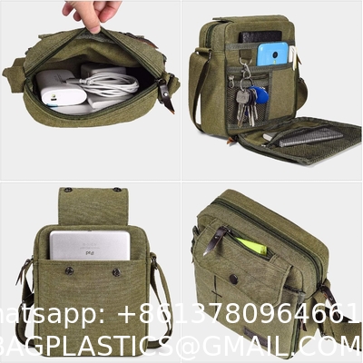Outdoor Military Canvas Storage Bag, Men'S Canvas Small Messenger Bag Casual Shoulder Bag Chest Bag Travel Carry Bag