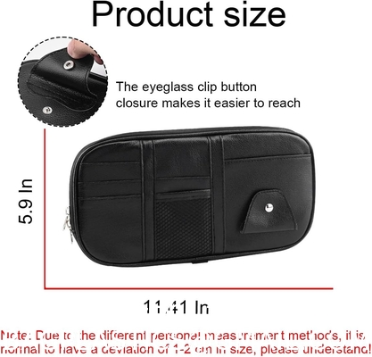 Car Sun Visor Organizer, Sunglass Holder and Storage Pocket, Card Cash Pouch with Multi-Pocket Net Zipper, Case Bag