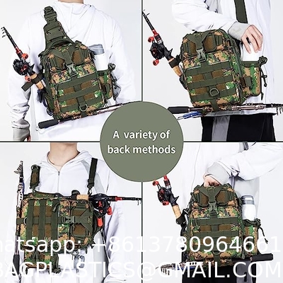 Fishing Backpack With Rod Holder Fishing Tackle Bag Fishing Gear Bag, Outdoor Camouflage Tactical Bag Fishing Bag