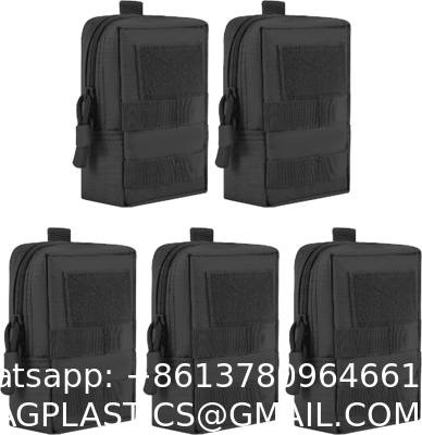 Molle Pouche, 5pc Tactical Molle Pouches Gadget EDC Pouch Hanging Waist Pocket For Hunting Sport Black