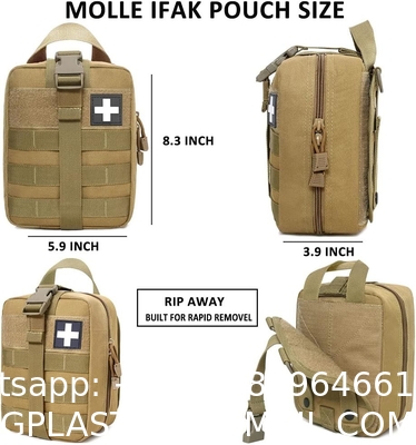 1000D Molle Ifak Pouch Rip Away, Tactical Tear Away Medical Pouch Empty, Military First Aid Pouch Bag Only for Camping