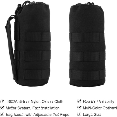 Sports Water Bottles Pouch Bag, Tactical Drawstring Molle Water Bottle Holder Portable Travel Tactical Hydration